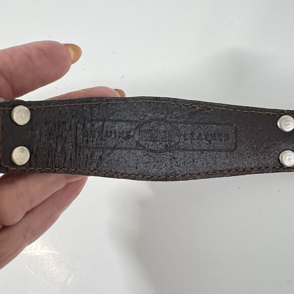 Fossil Brown Leather Belt Western Concho Womens XL Silver Gold 90’s Y2K - Picture 8 of 12